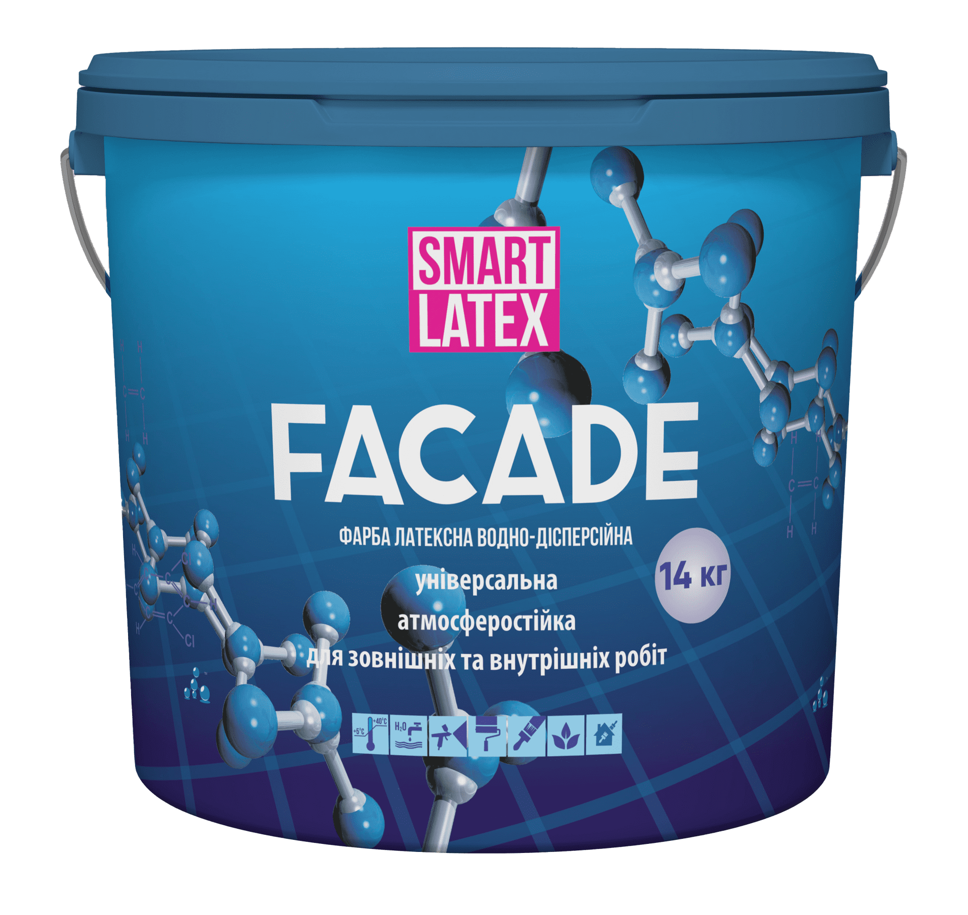 Фарба акрилова Smart Latex Facade, біла, 14 кг